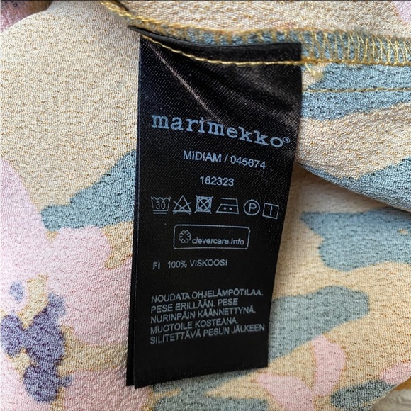 Marimekko Midiam Mustard Yellow Floral Bell Sleeve Open Back Blouse XS - Picture 15 of 16